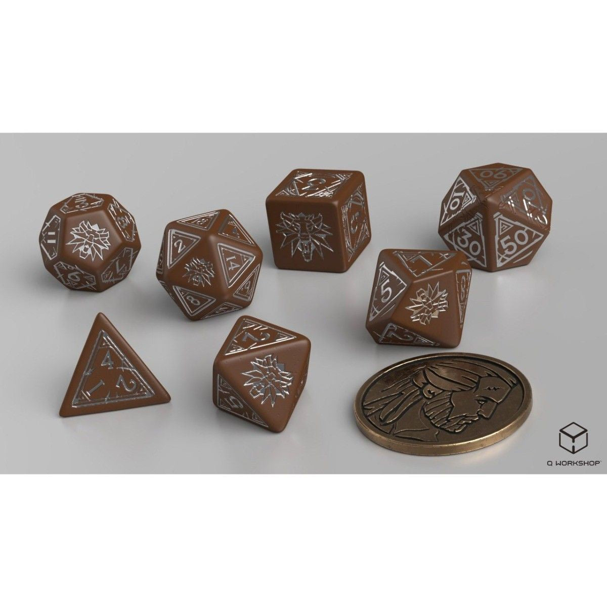 Q Workshop - The Witcher Dice Set Geralt Roachs Companion Dice Set with Coin