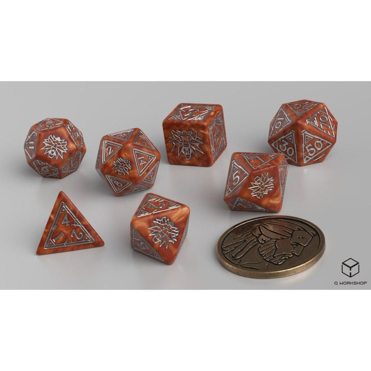Q Workshop - The Witcher Dice - Geralt The Monster Slayer Dice set with Coin - Good Games