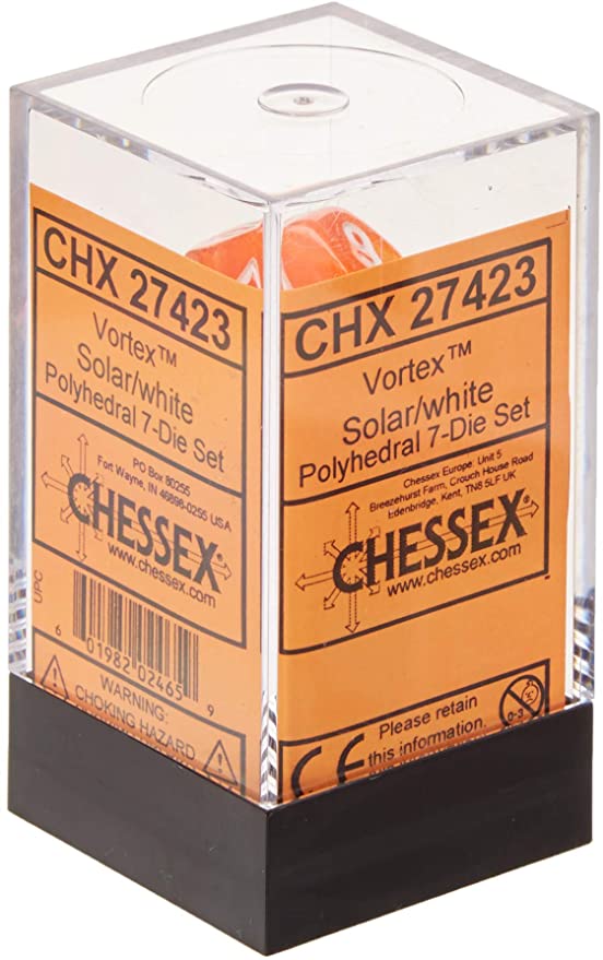 Chessex - Vortex Polyhedral 7-Die Set - Solar Yellow/White (CHX27423) - Good Games