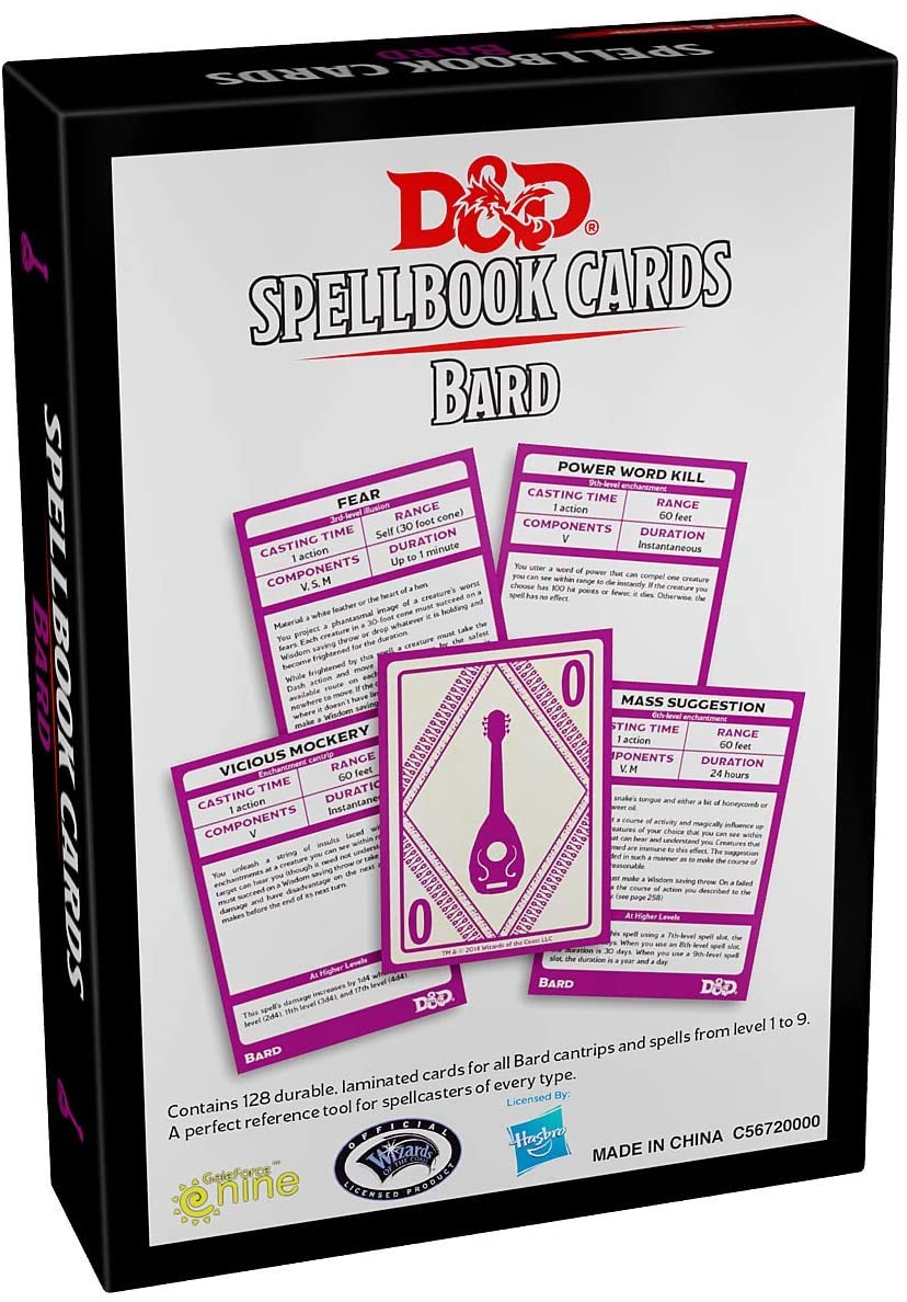 Dungeons &amp; Dragons Spellbook Cards Bard Deck (110 Cards) Revised 2017 Edition V2