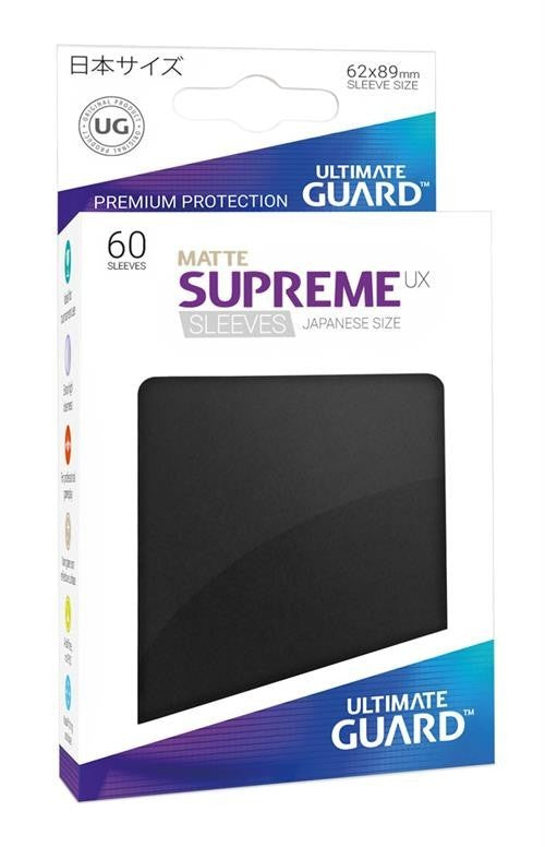 Ultimate Guard - Supreme UX Japanese Size Sleeves Matte Black (60) - Good Games