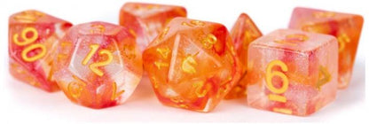 Metallic Dice Games - Unicorn Resin Polyhedral Dice Set - Mystic Embers - Good Games