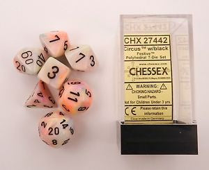 Chessex - Festive Polyhedral 7-Die Set - Circus/Black (CHX27442) - Good Games