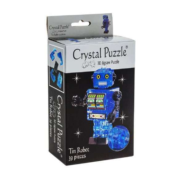 3D Blue Tin Robot Crystal Puzzle - Good Games