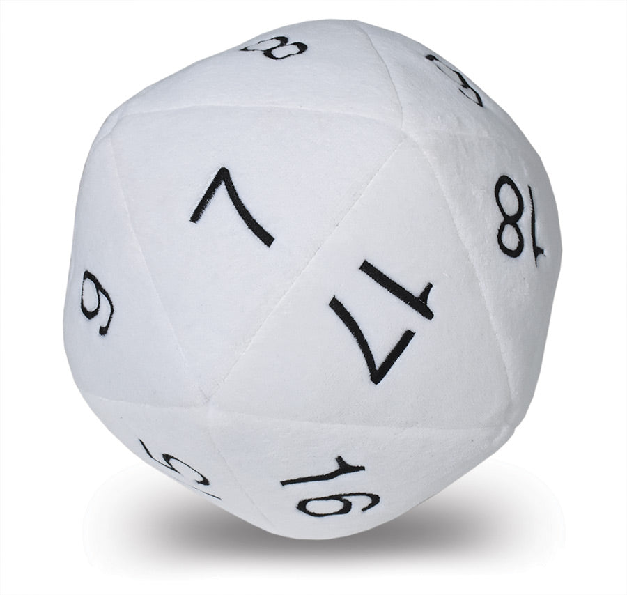 Jumbo D20 Dice Plush White and Black
