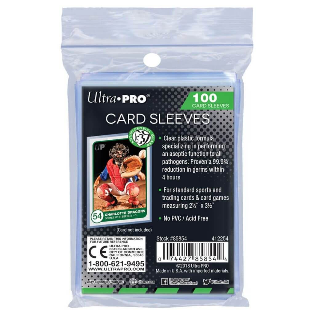 Ultra Pro Card Sleeve - Antimicrobial 2-1/2 X 3-1/2 Card Sleeves (PK100) - Good Games