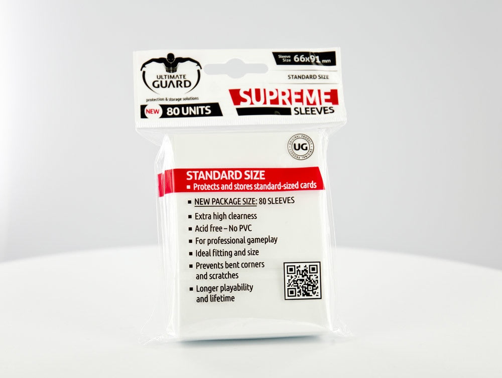 Ultimate Guard Supreme Sleeves Standard Size Solid White (80) - Good Games