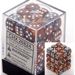 Chessex - Gemini 12mm D6 Set - Copper Steel/White (CHX26824)