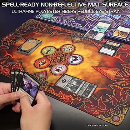 ENHANCE Trading Card Games TCG Playmat with Stitched Edges (Flames) - Good Games