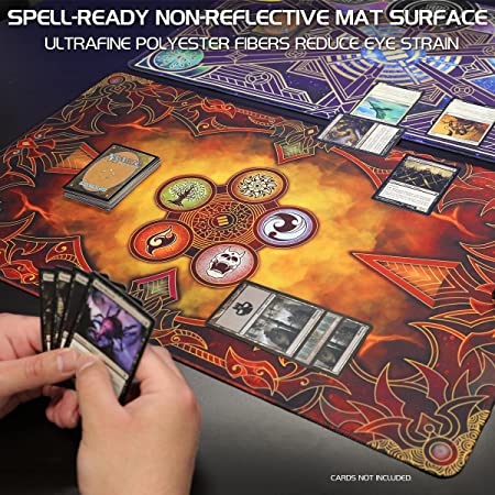 ENHANCE Trading Card Games TCG Playmat with Stitched Edges (Flames)