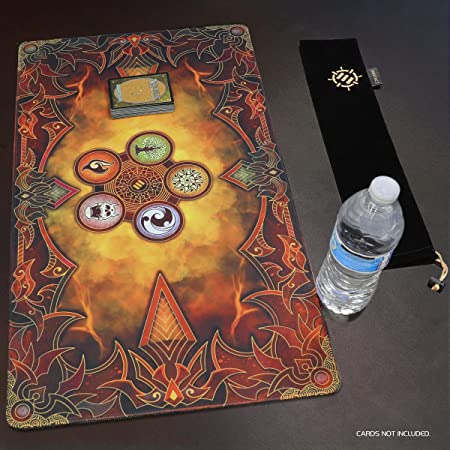 ENHANCE Trading Card Games TCG Playmat with Stitched Edges (Flames)