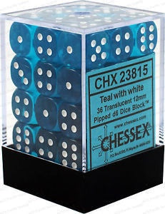 Chessex - Translucent 12mm D6 Set - Teal/White (CHX23815)