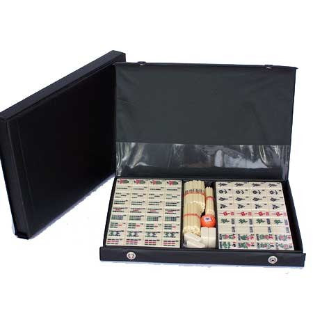 Mahjong Black Vinyl Case With Sticks 32Cm