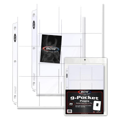 BCW 9 Pocket Protective Pages Top Loading (Single Sheet) - Good Games