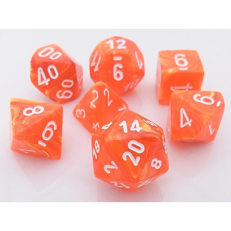 Chessex - Vortex Polyhedral 7-Die Set - Solar Yellow/White (CHX27423) - Good Games