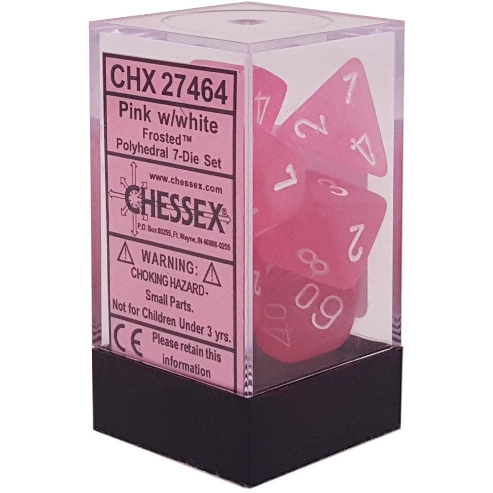 Chessex - Frosted Polyhedral 7-Die Set - Pink/white (CHX27464) - Good Games