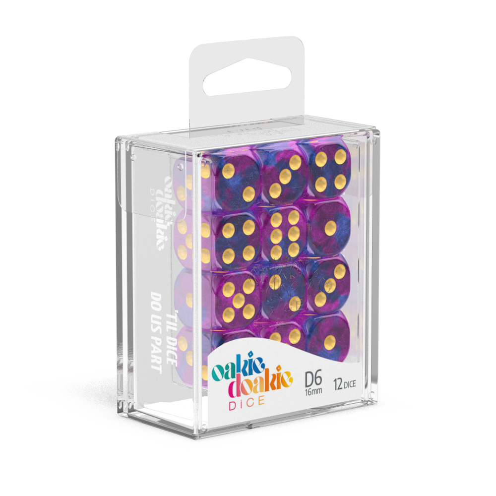 Oakie Doakie Dice - D6 16mm Gemidice Amethyst (12)