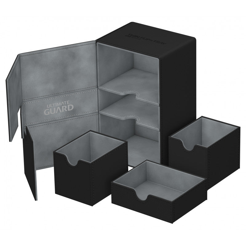 Ultimate Guard - Twin Flip N Tray Deck Case 160+ Standard Size Xenoskin Black Deck Box - Good Games