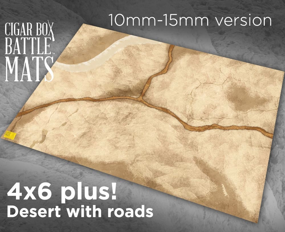 Cigar Box Battlemat Desert with Roads 15mm 4x6 Battle Mat - Good Games