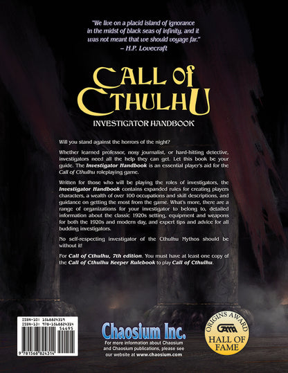 Call of Cthulhu RPG - Investigator Handbook - Good Games