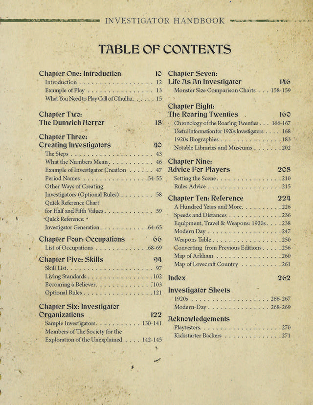 Call of Cthulhu RPG - Investigator Handbook