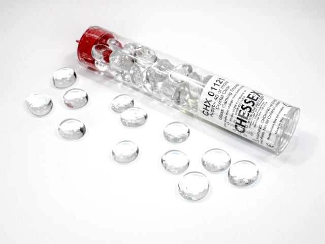 Chessex - Glass Stones 20+ in a 5 1/2 Inch Tube - Clear (CHX01121) - Good Games
