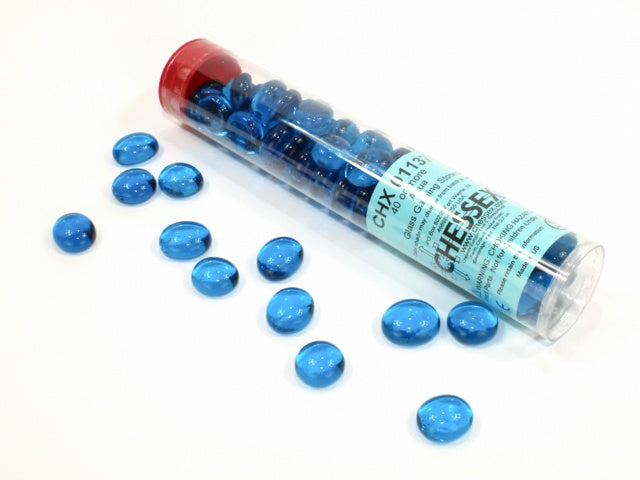 Chessex - Blue Glass Stones 20+ in 5 1/2 inch Tube - Good Games