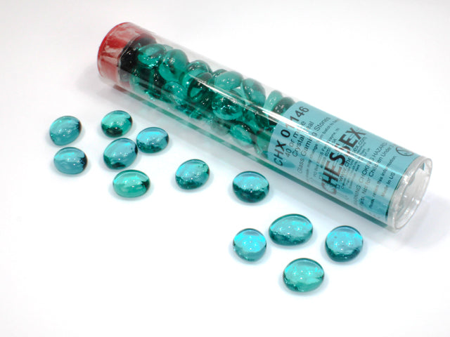 Chessex - Glass Stones 20+ in a 5 1/2 Inch Tube - Teal (CHX01146) - Good Games