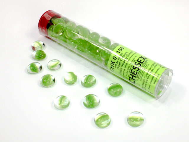 Chessex - Glass Stones 20+ in a 5 1/2 Inch Tube - Green Catseye (CHX01158) - Good Games