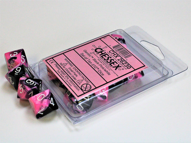 Chessex - Gemini Polyhedral D10 Set - Black-Pink/White (CHX26230)