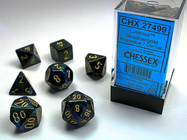 Chessex - Lustrous Polyhedral 7-Die Set - Shadow/Gold (CHX27499) - Good Games