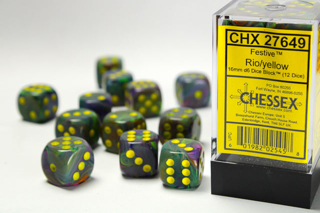 Chessex - Festive 16mm D6 Set - Rio/Yellow (CHX27649) - Good Games