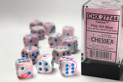 Chessex - Festive 16mm D6 Set - Pop Art/Blue (CHX27744) - Good Games