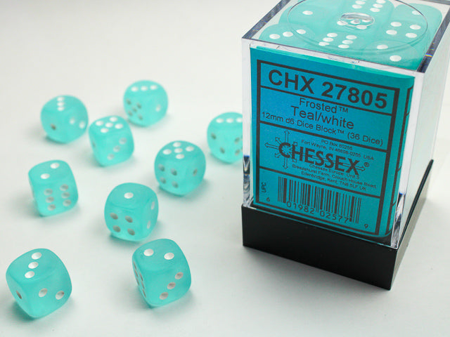 Chessex - Frosted 12mm D6 Set - Teal/White (CHX27805) - Good Games
