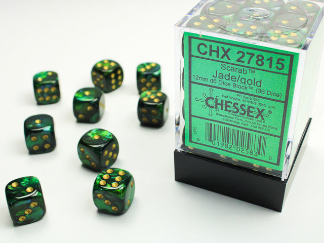 Chessex - Scarab 12mm D6 Set - Jade/Gold (CHX27815) - Good Games
