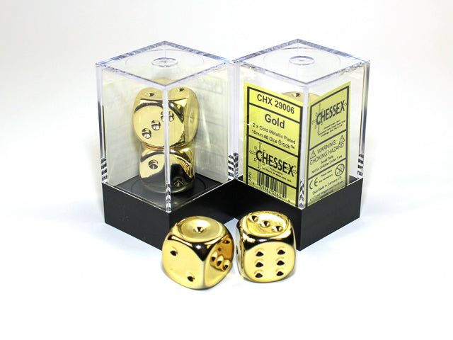 Chessex - Metallic 16mm D6 Pair - Gold (CHX29006)