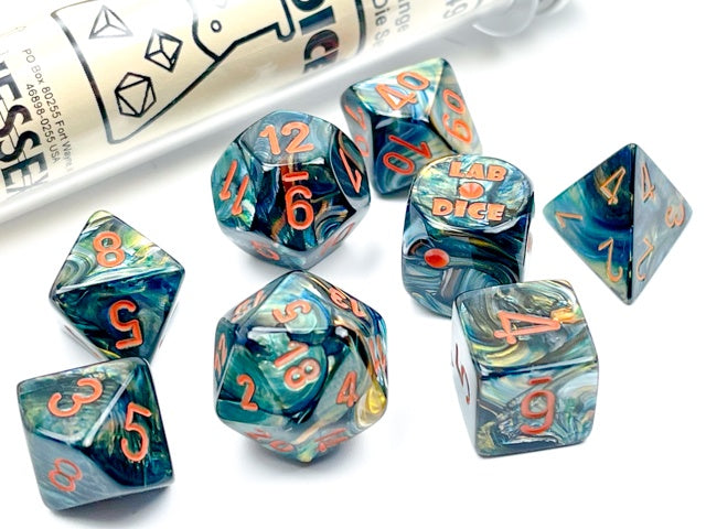 Chessex - Lustrous Polyhedral 7 Die Set - Alpestris/Orange - Good Games