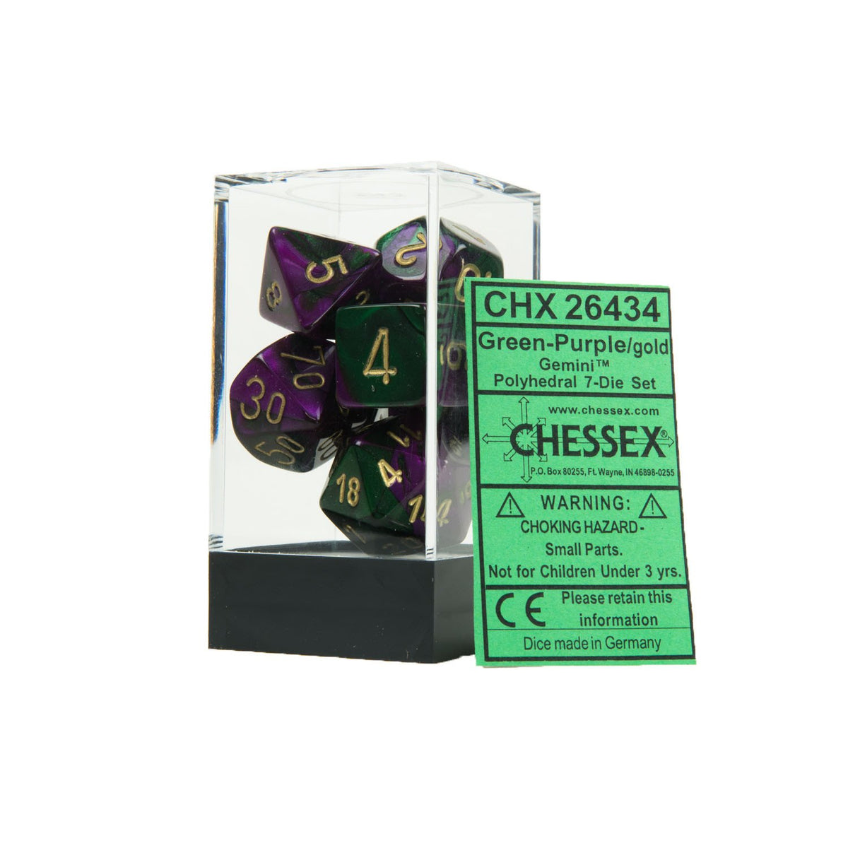 Chessex - Gemini Polyhedral 7-Die Set - Green Purple/Gold (CHX26434) - Good Games