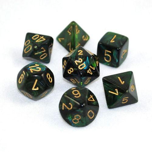 Chessex - Scarab Polyhedral 7-Die Set - Jade/Gold (CHX27415)