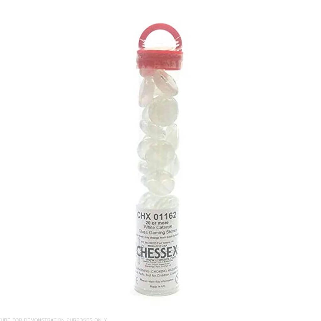 Chessex - White Catseye Gaming Stones Tube (20 Or More) - Good Games