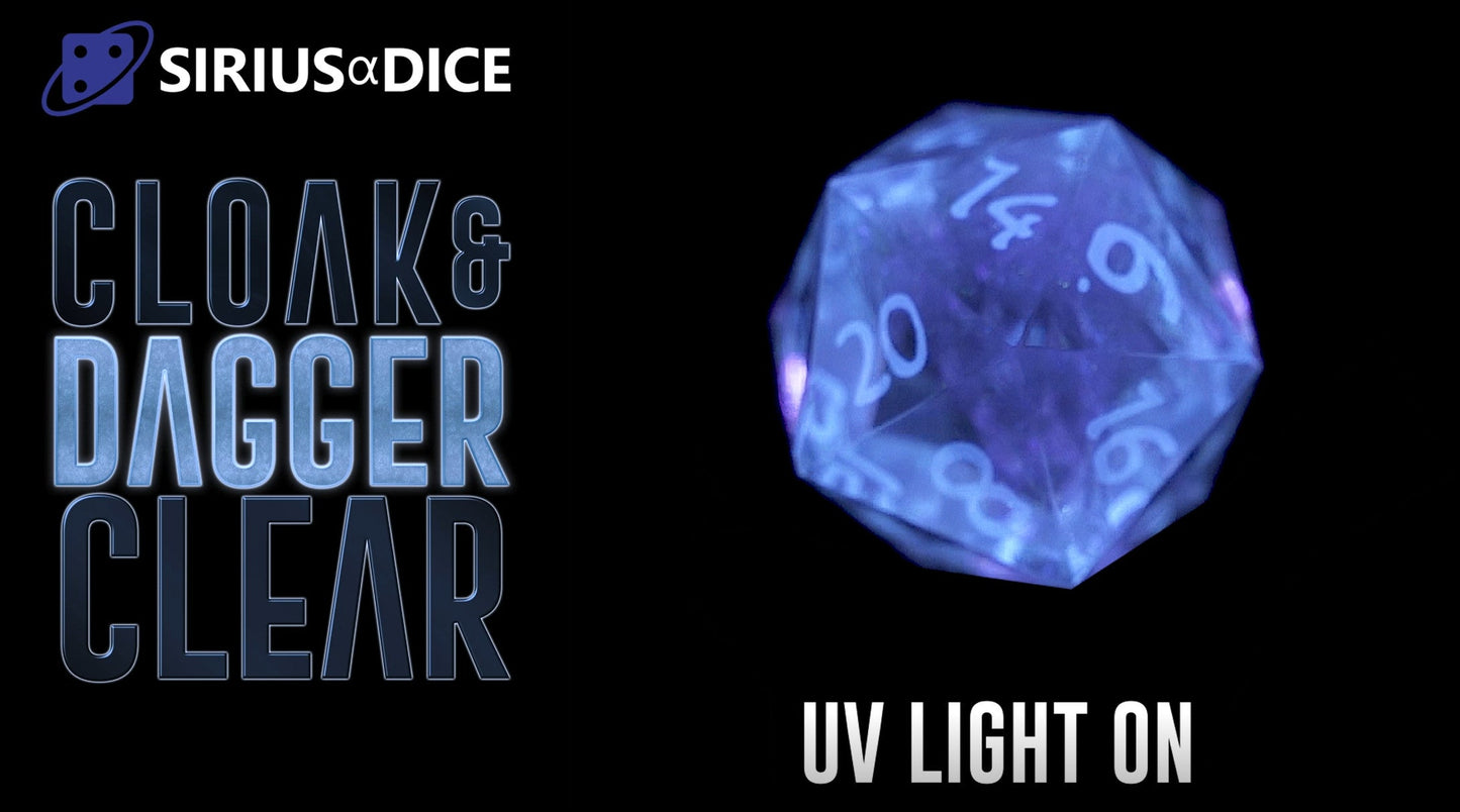 Sirius Dice - Clear Cloak & Dagger Dice Set 7 - Good Games