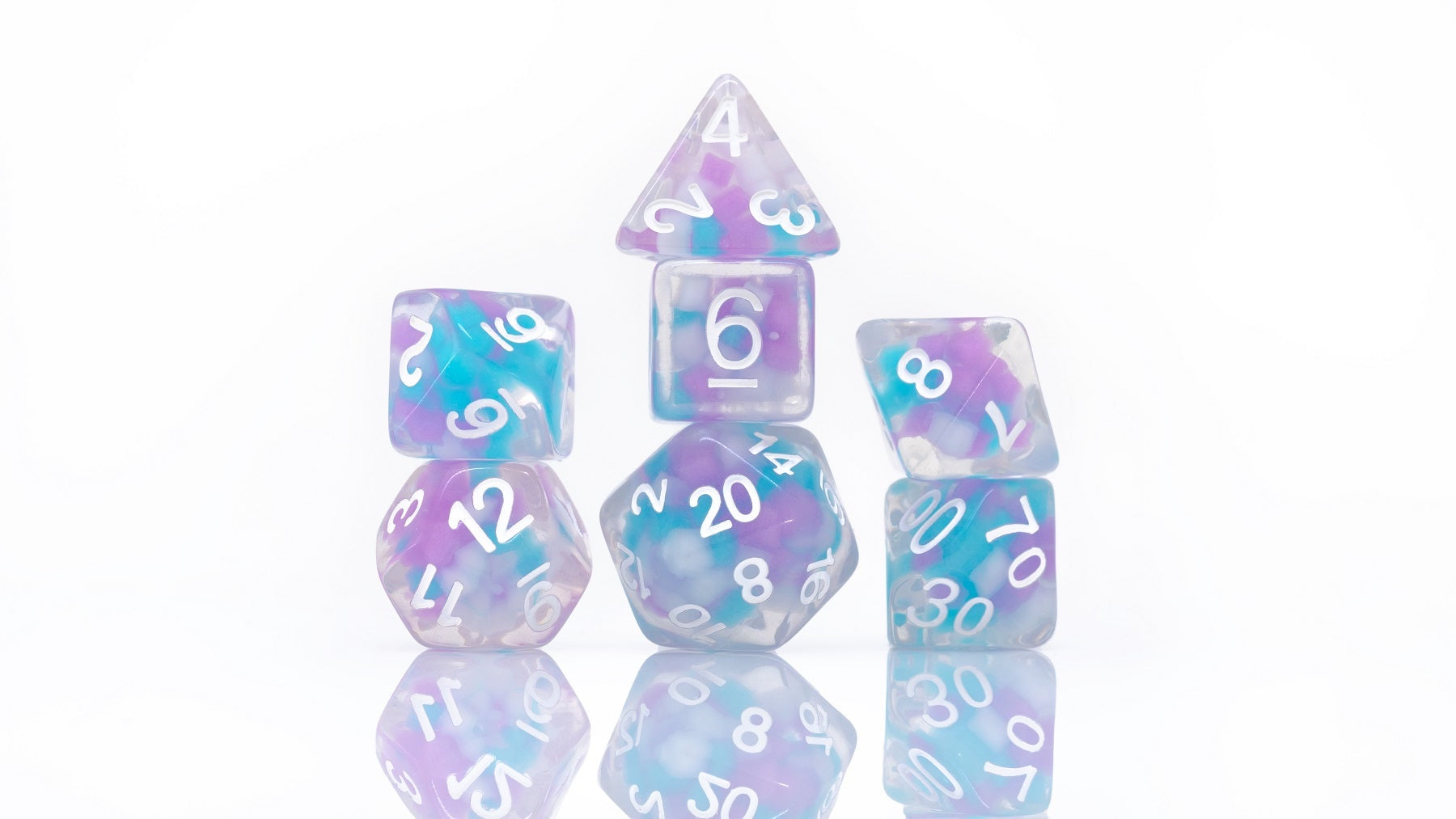 Sirius Dice - Cotton Candy Glowworm Dice Set 7 - Good Games