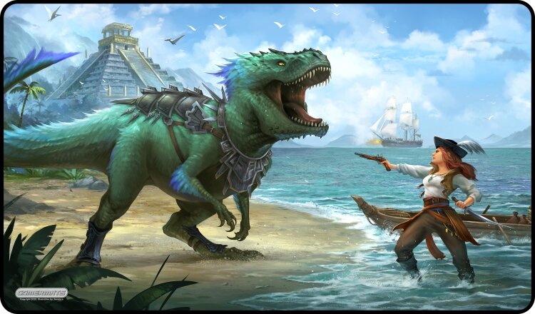 Gamermats - Dinosaur vs Pirate TCG Sized Playmat - Good Games