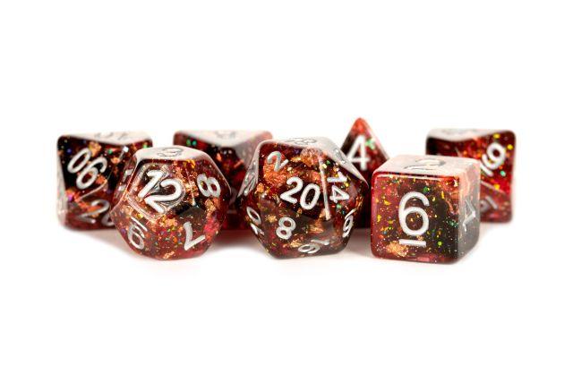 Metallic Dice Games - Resin Eternal Polyhedral Dice Set 16mm - Fire - Good Games