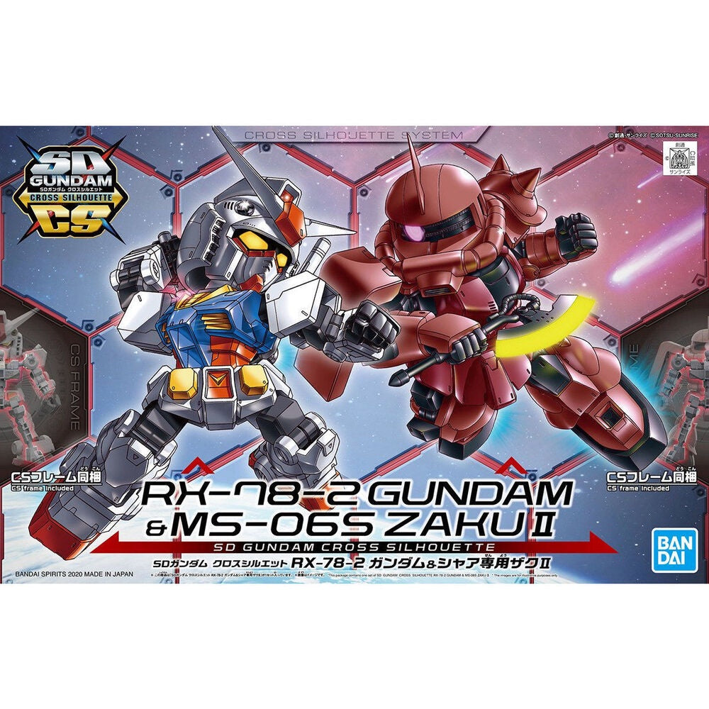 Bandai SD gundam cross shilhouette RX-78-2 GUNDAM &amp; MS-06S ZAKU II - Good Games