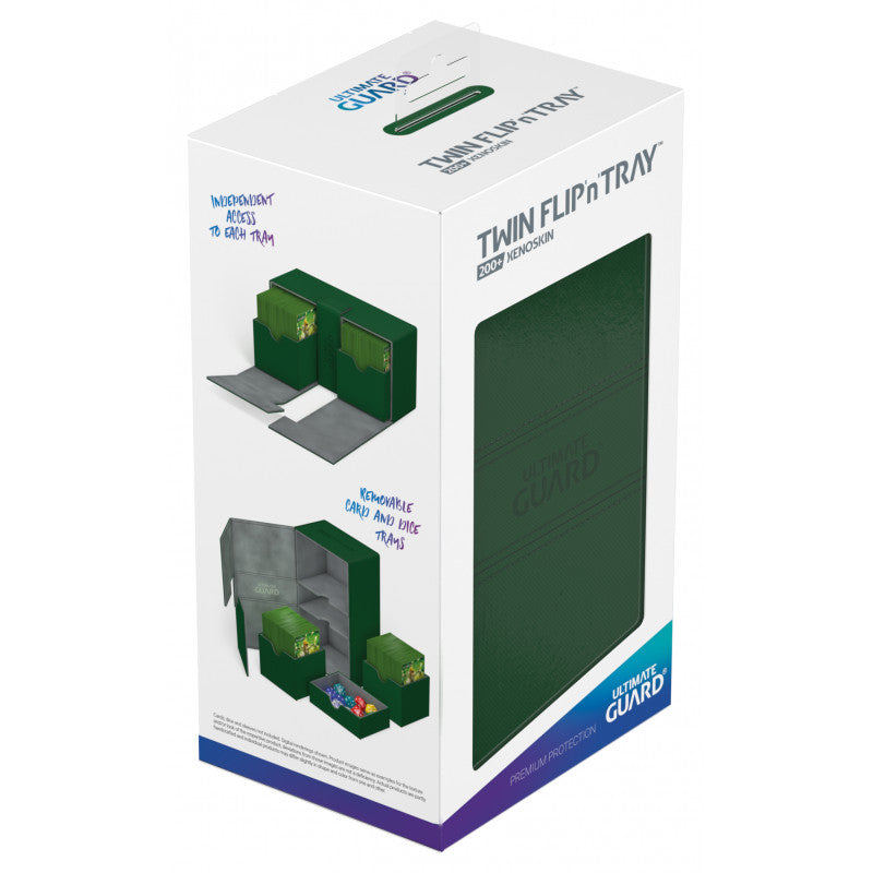 Ultimate Guard - Twin Flip N Tray Deck Case 200+ Standard Size Xenoskin Green - Good Games