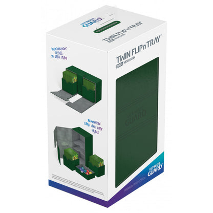 Ultimate Guard - Twin Flip N Tray Deck Case 200+ Standard Size Xenoskin Green - Good Games