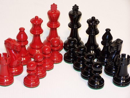Dal Rossi 95mm Red/Black Chess Men - Pieces Only - Good Games