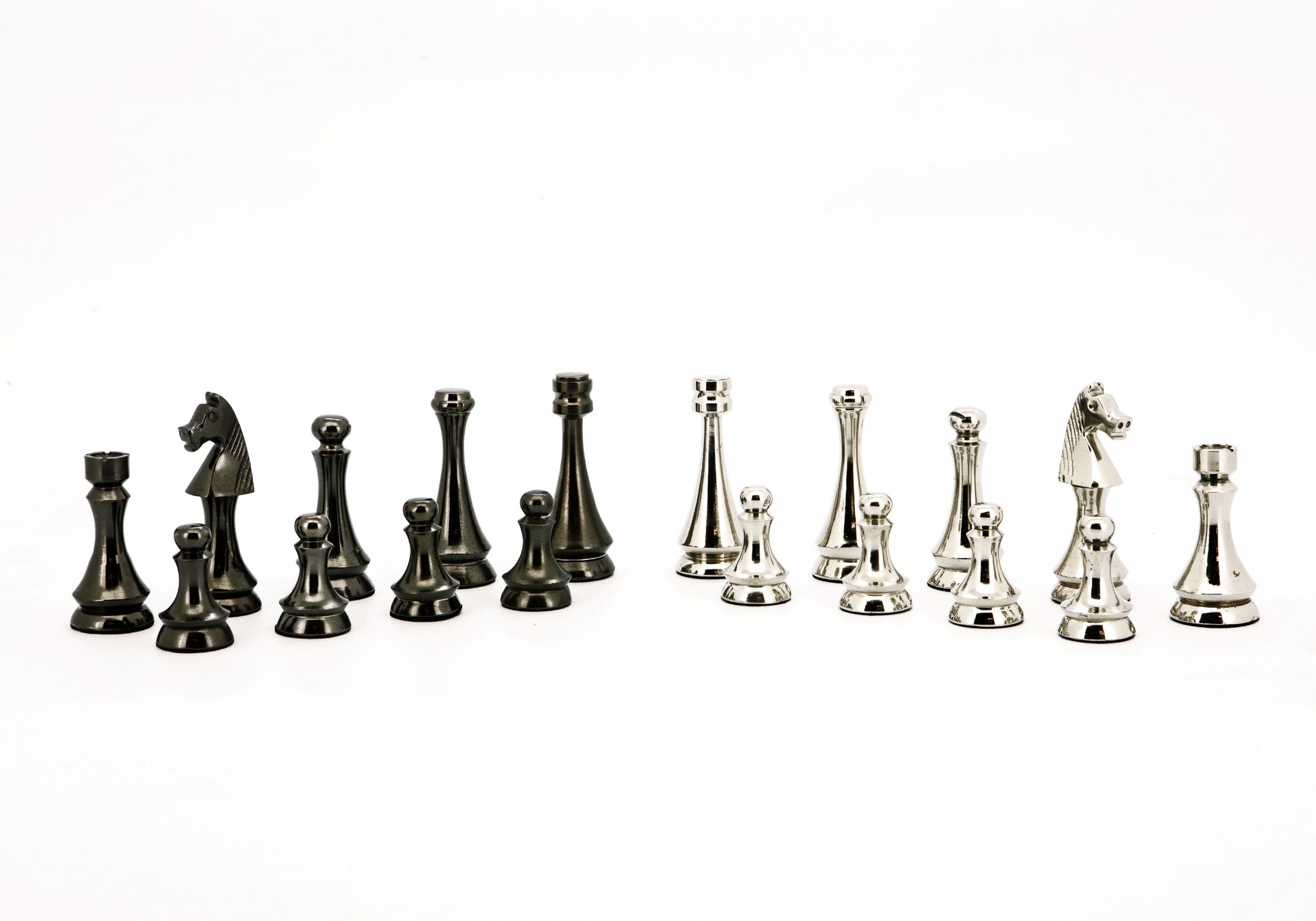 Dal Rossi Italy Chess Pieces Metal Dark Titanium and Silver 85mm Chessmen ONLY - Good Games