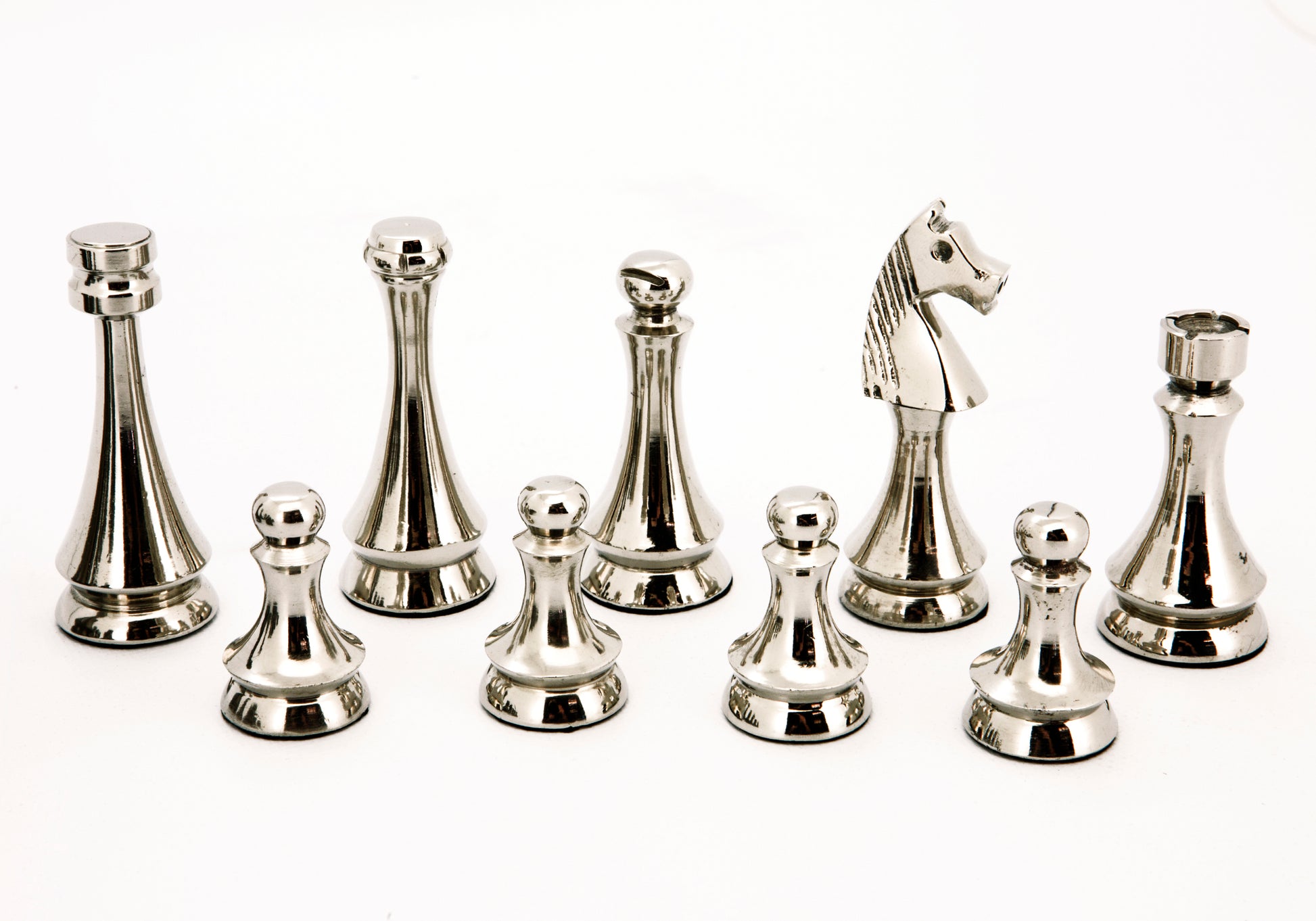 Dal Rossi Italy Chess Pieces Metal Dark Titanium and Silver 85mm Chessmen ONLY - Good Games